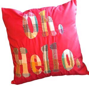 Handmade Cottagecore Pillow Cover: Whimsical Farmhouse Décor, Oh Hello, 16x16